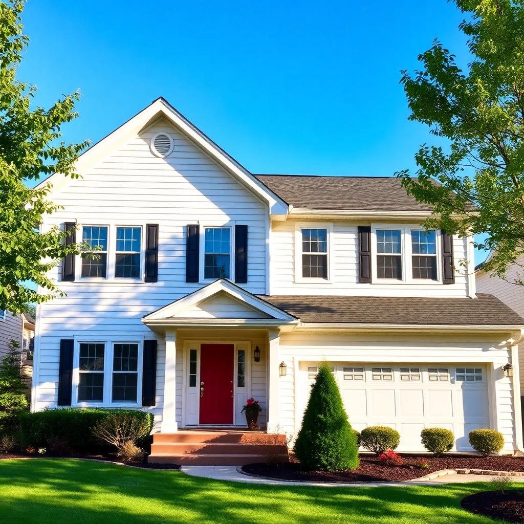 Two-story home with freshly soft-washed clean siding